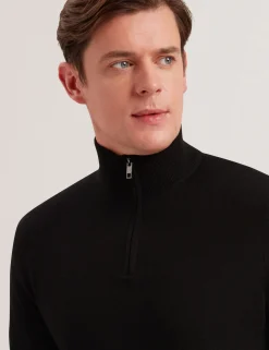Wool Quarter Zip Funnel Neck Sweater