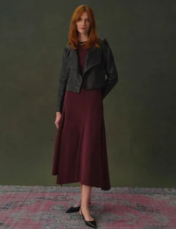 Wrap Front Cropped Leather Jacket