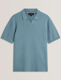 Zig Zag Knit Open Neck Polo