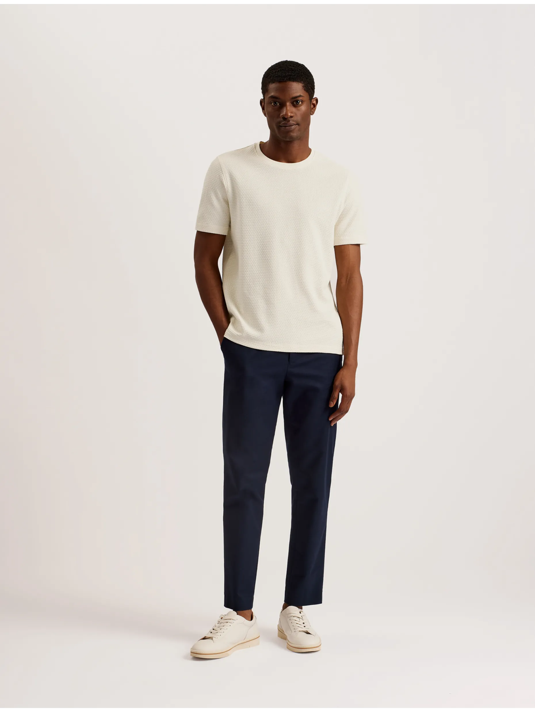 Zig Zag Texture Knitted Cotton T-Shirt