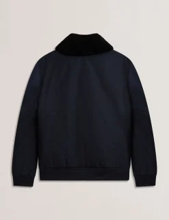 Zip Bomber Jacket With Removable Collar