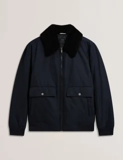 Zip Bomber Jacket With Removable Collar