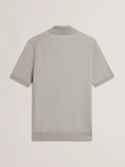 Zip Collar Stretch Knit Polo Shirt
